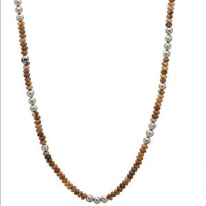SILVER SKULL BEAD & JASPER NECKLACE (24”)